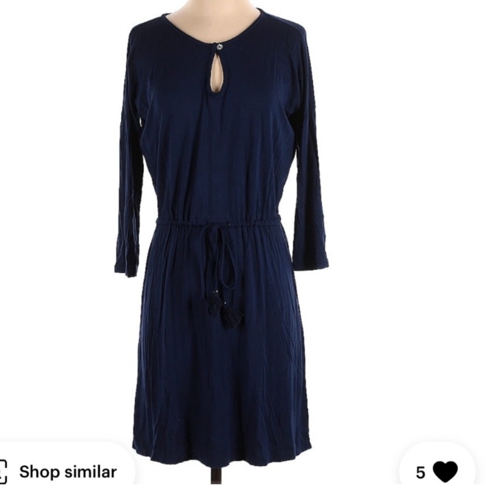 Amour Vert Navy Blue Drawstring Waist Dress XS – Made in USA